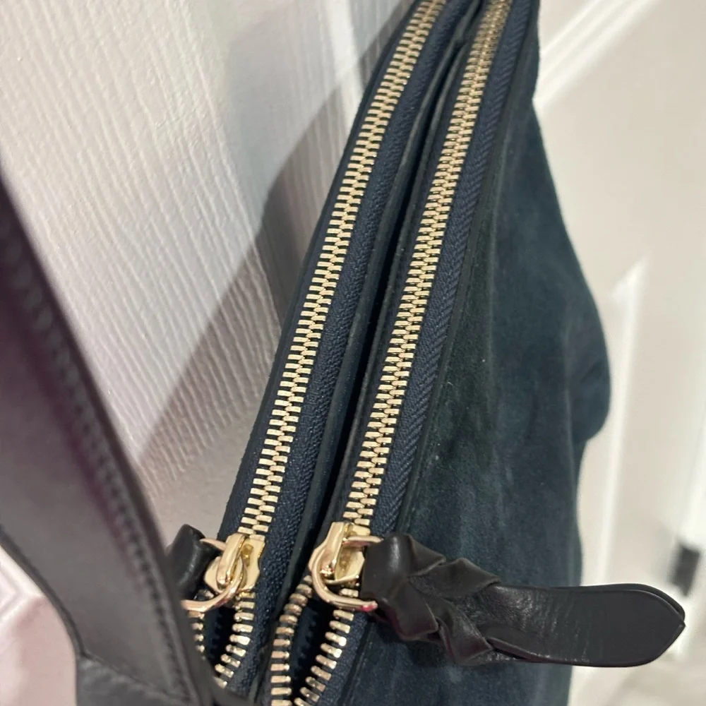 M. Gemi Teal and Black Leather Messenger Bag - Picture 3 of 13